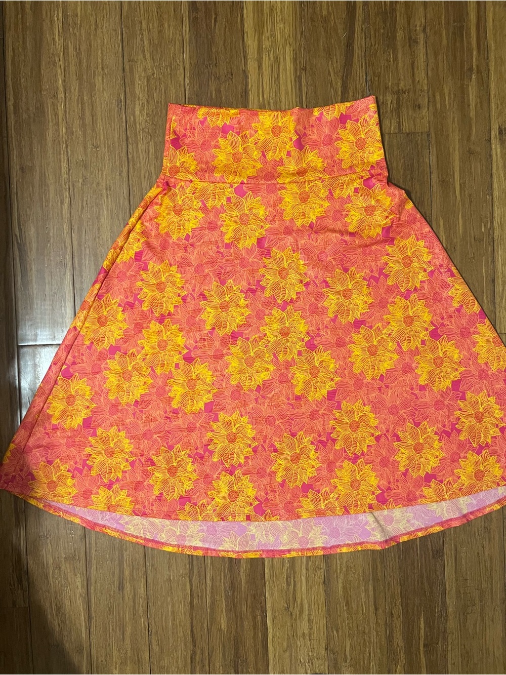 LuLaRoe Azure Pink and Yellow Floral Circle Skirt